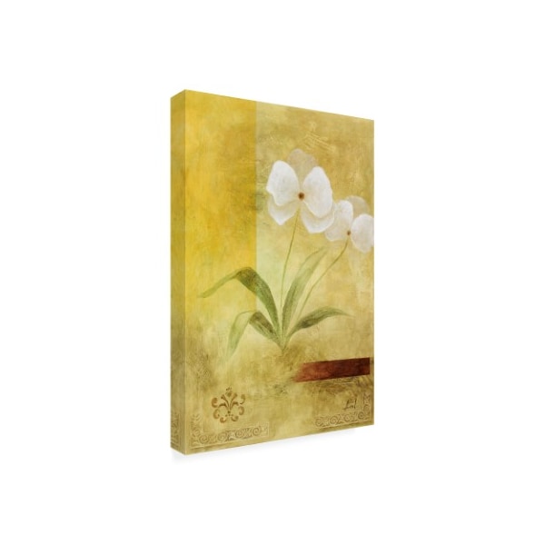 Pablo Esteban 'White Floral Yellow 2' Canvas Art,22x32